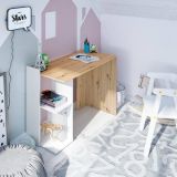 Scrivania lineare bianca e legno 100x52cm con porta pc - Ablibla
