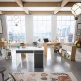 Scrivania lineare bianca e legno 100x52cm con porta pc - Ablibla