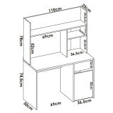 Scrivania lineare bianca e legno 110x50cm con libreria - Zefiro