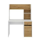 Scrivania lineare bianca e legno 110x50cm con libreria - Zefiro