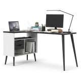 Scrivania lineare bianca e nera 145x81cm con 2 cassetti - Katherine
