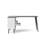 Scrivania lineare bianca e nera 145x81cm con 2 cassetti - Katherine