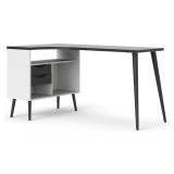 Scrivania lineare bianca e nera 145x81cm con 2 cassetti - Katherine