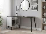 Scrivania lineare bianca e nera 145x81cm con 2 cassetti - Katherine