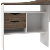 Scrivania lineare bianca e noce 145x81cm con 2 cassetti - Moire