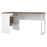 Scrivania lineare bianca e noce 145x81cm con 2 cassetti - Moire
