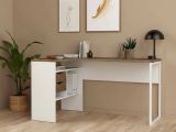 Scrivania lineare bianca e noce 145x81cm con 2 cassetti - Moire