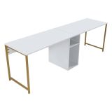 Scrivania lineare bianca e oro 240x60cm - Violet