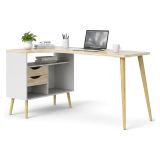 Scrivania lineare bianca e quercia 145x81cm con 2 cassetti - Katherine