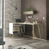 Scrivania lineare bianca e quercia 145x81cm con 2 cassetti - Katherine