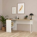 Scrivania lineare bianca e quercia 145x81cm in legno - Moire