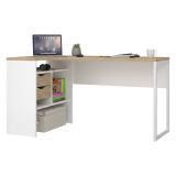 Scrivania lineare bianca e quercia 145x81cm in legno - Moire