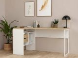Scrivania lineare bianca e quercia 145x81cm in legno - Moire