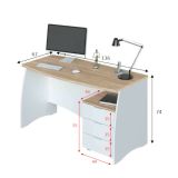 Scrivania lineare bianca e rovere 136x67cm con 3 cassetti - Azziz