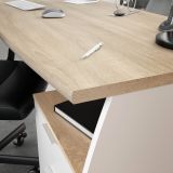 Scrivania lineare bianca e rovere 136x67cm con 3 cassetti - Azziz