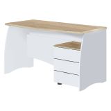 Scrivania lineare bianca e rovere 136x67cm con 3 cassetti - Azziz