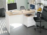Scrivania lineare bianca e rovere 136x67cm con 3 cassetti - Azziz