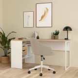Scrivania lineare bianca e rovere 145x81cm con 2 cassetti - Moire