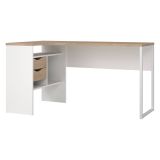 Scrivania lineare bianca e rovere 145x81cm con 2 cassetti - Moire