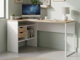 Scrivania lineare bianca e rovere 145x81cm con 2 cassetti - Moire
