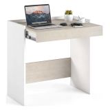 Scrivania lineare bianca e rovere 80x40cm con 1 cassetto - Adri