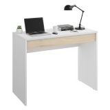 Scrivania lineare bianca e rovere 89x49cm con 1 cassetto - Affiniti