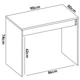 Scrivania lineare bianca e rovere 89x49cm con 1 cassetto - Affiniti