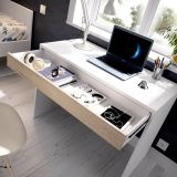 Scrivania lineare bianca e rovere 89x49cm con 1 cassetto - Affiniti