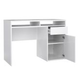 Scrivania lineare bianca lucida 110x48cm con 1 cassetto - Abbadu