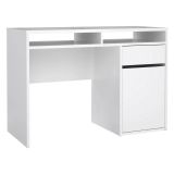 Scrivania lineare bianca lucida 110x48cm con 1 cassetto - Abbadu