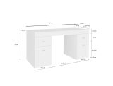 Scrivania lineare bianca lucida 130x60cm con 1 cassetto - Aladdin