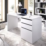 Scrivania lineare bianca lucida 139x60cm con 2 cassetti - Ardina