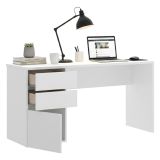 Scrivania lineare bianca lucida 139x60cm con 2 cassetti - Ardina