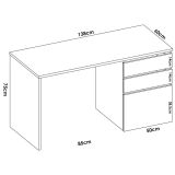 Scrivania lineare bianca lucida 139x60cm con 2 cassetti - Ardina