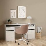 Scrivania lineare bianca lucida 149x48cm con 2 cassetti - Leepi