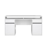 Scrivania lineare bianca lucida 149x48cm con 2 cassetti - Leepi