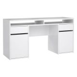 Scrivania lineare bianca lucida 149x48cm con 2 cassetti - Leepi