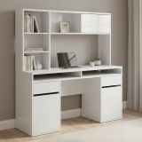 Scrivania lineare bianca lucida 149x48cm con libreria - Ambrenti