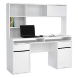 Scrivania lineare bianca lucida 149x48cm con libreria - Ambrenti