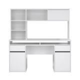 Scrivania lineare bianca lucida 149x48cm con libreria - Ambrenti