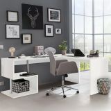 Scrivania lineare bianca lucida 160x60cm con supporto computer - Giunone