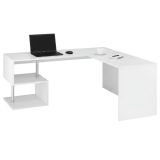 Scrivania lineare bianca lucida 160x60cm con supporto computer - Giunone