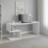 Scrivania lineare bianca lucida 180x60cm con supporto pc - Poseidone