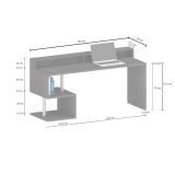 Scrivania lineare bianca lucida 180x60cm con supporto pc - Poseidone