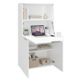 Scrivania lineare bianca lucida 70x35cm con libreria - Atroc