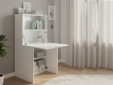 Scrivania lineare bianca lucida 70x35cm con libreria - Atroc
