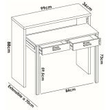 Scrivania lineare bianca lucida 99x70cm con 2 cassetti - Abarath
