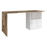 Scrivania lineare bianca lucida e acero 110x50cm con supporto pc - Antioco