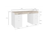 Scrivania lineare bianca lucida e acero 130x60cm con 1 cassetto - Aladdin