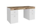 Scrivania lineare bianca lucida e acero 130x60cm con 1 cassetto - Aladdin